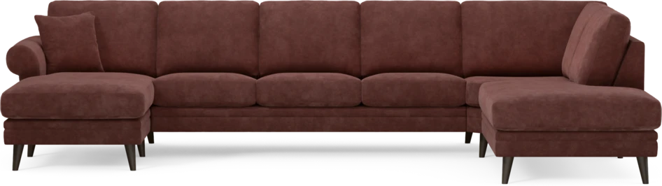 Eden - 3-sits soffa med schäslong vänster och divan höger - Röd