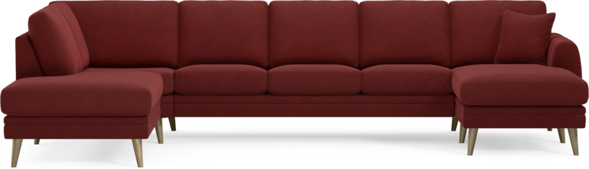 Eden - 3-sits soffa med divan vänster och schäslong höger - Röd