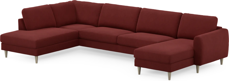 Bridge - 3-sits soffa med divan vänster och schäslong höger - Röd
