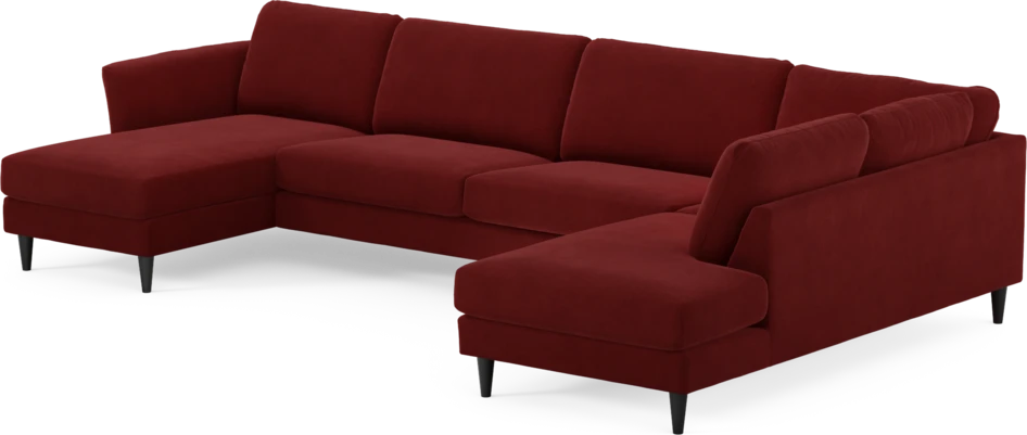 Bridge - 3-sits soffa med schäslong vänster och divan höger - Röd