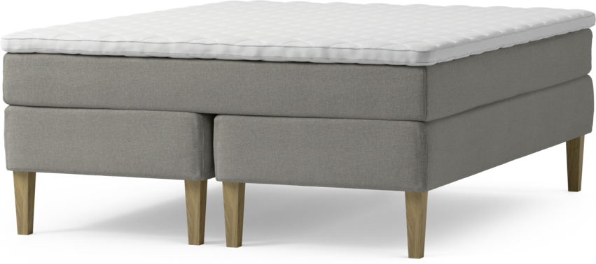 Delux Sense - Kontinentalsäng, dubbelsäng med bäddmadrass och sängben - Grå