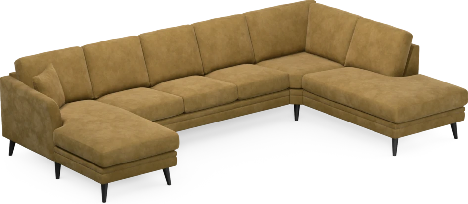 Eden - 3-sits soffa med schäslong vänster och divan höger - Gul