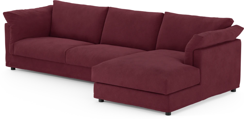 Cherrie - 3-sits soffa med schäslong höger, med kappa - Röd