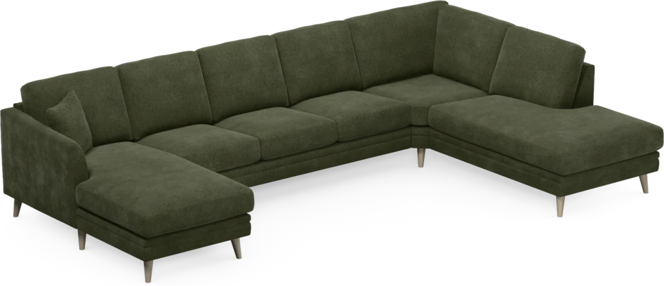 Eden - 3-sits soffa med schäslong vänster och divan höger - Grön