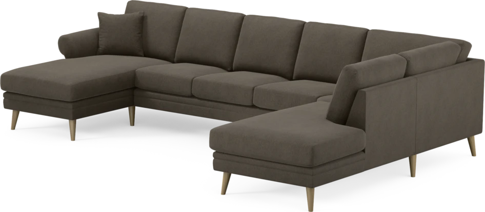 Eden - 3-sits soffa med schäslong vänster och divan höger - Brun