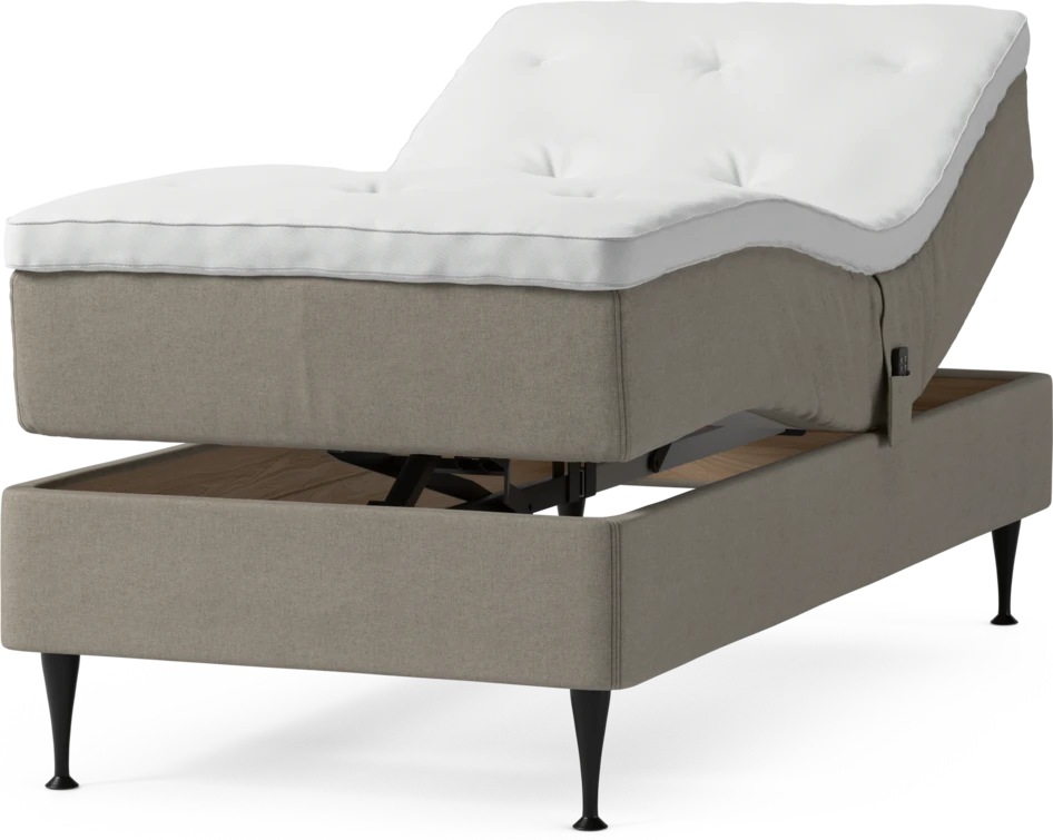 Delux Dream - Ställbar säng, enkelsäng med bäddmadrass och sängben - Beige
