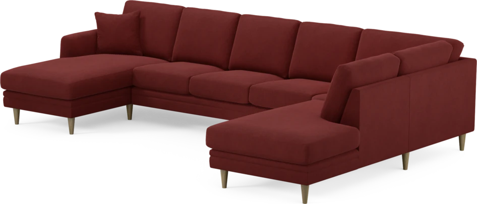 Eden - 3-sits soffa med schäslong vänster och divan höger - Röd