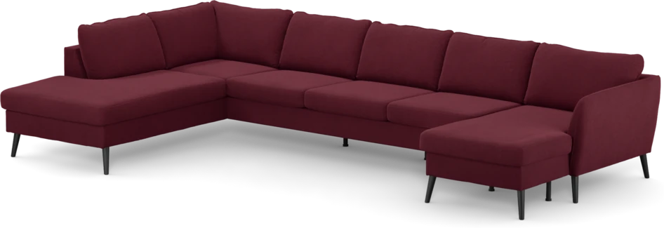 County - 4-sits soffa med divan vänster och schäslong höger - Röd