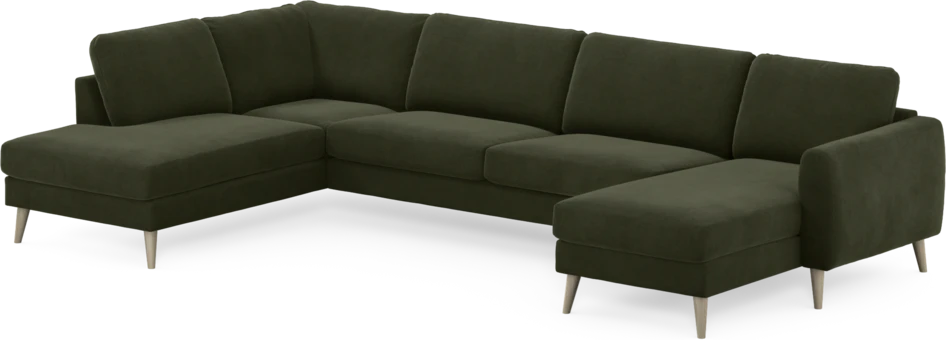 Bridge - 3-sits soffa med divan vänster och schäslong höger - Grön