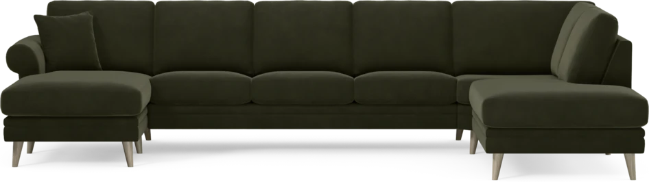 Eden - 3-sits soffa med schäslong vänster och divan höger - Grön