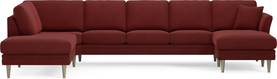 Eden - 3-sits soffa med divan vänster och schäslong höger - Röd
