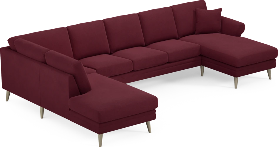 Eden - 3-sits soffa med divan vänster och schäslong höger - Röd