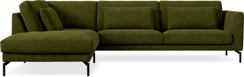 Willow - 3-sits soffa med divan vänster, fast klädsel - Grön