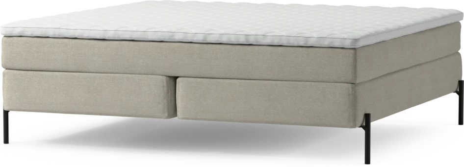 Delux Sense - Kontinentalsäng, dubbelsäng med bäddmadrass och sängben - Beige