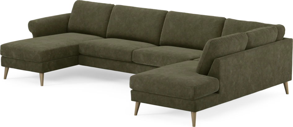 Bridge - 3-sits soffa med schäslong vänster och divan höger - Grön