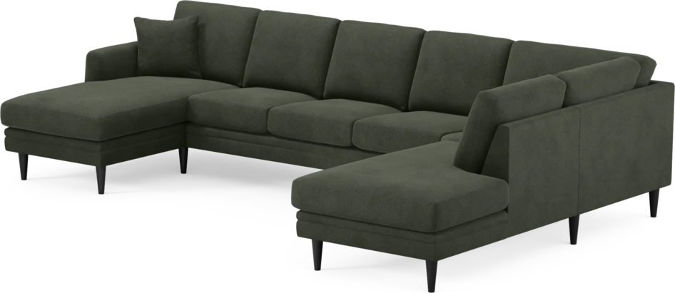 Eden - 3-sits soffa med schäslong vänster och divan höger - Grön
