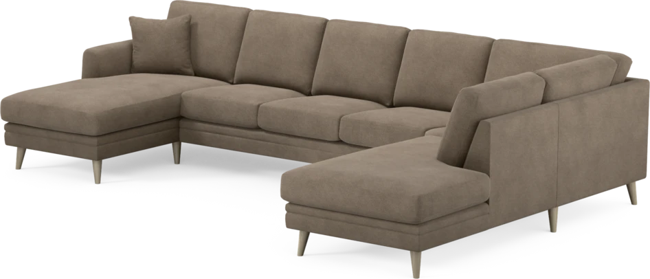 Eden - 3-sits soffa med schäslong vänster och divan höger - Brun