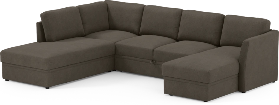 Öland - Bäddsoffa med divan vänster och schäslong höger - Brun