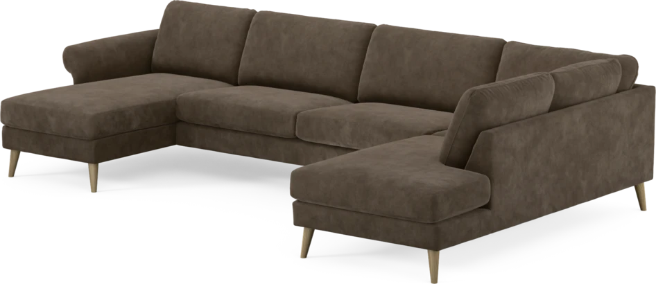 Bridge - 3-sits soffa med schäslong vänster och divan höger - Brun