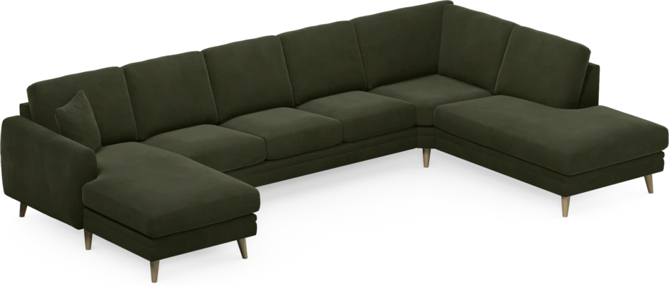 Eden - 3-sits soffa med schäslong vänster och divan höger - Grön
