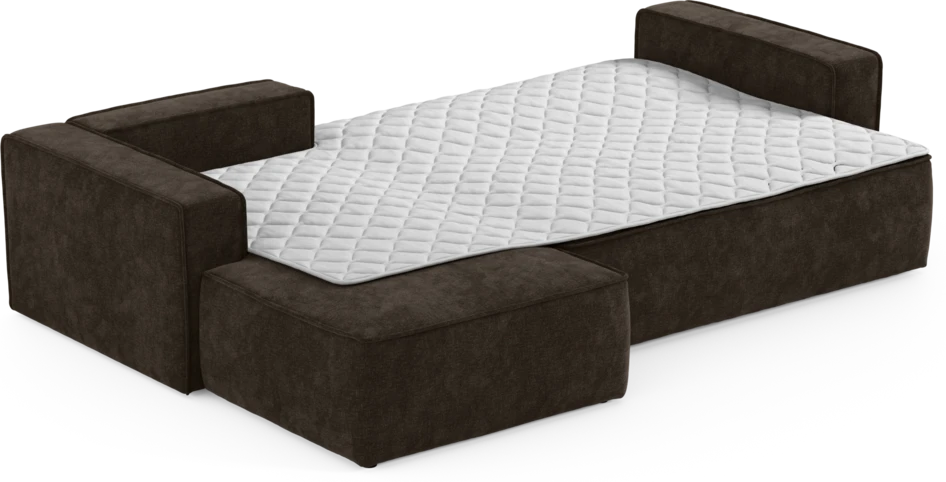 Ide - Bäddsoffa 3-sits med schäslong vänster - Brun
