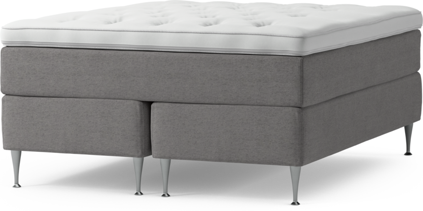 Delux Dream - Kontinentalsäng, dubbelsäng med bäddmadrass och sängben - Grå