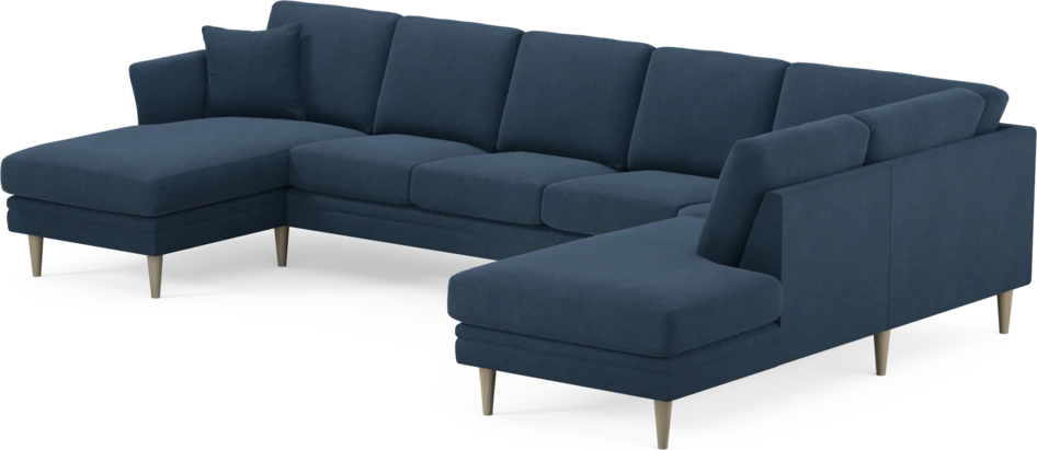 Eden - 3-sits soffa med schäslong vänster och divan höger - Blå