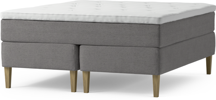 Delux Dream - Kontinentalsäng, dubbelsäng med bäddmadrass och sängben - Grå