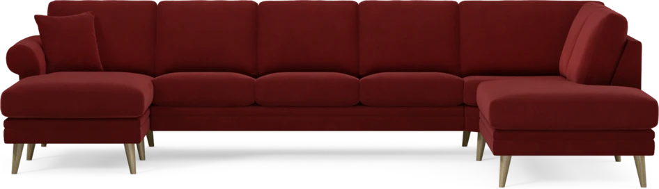 Eden - 3-sits soffa med schäslong vänster och divan höger - Röd