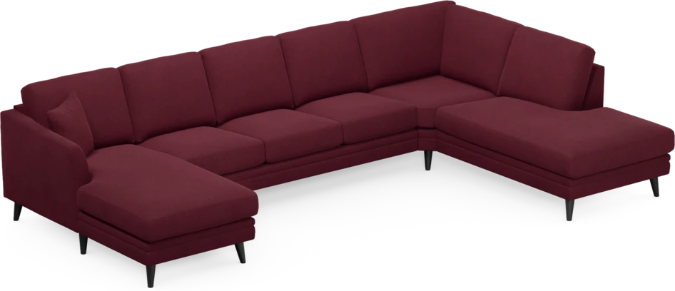 Eden - 3-sits soffa med schäslong vänster och divan höger - Röd