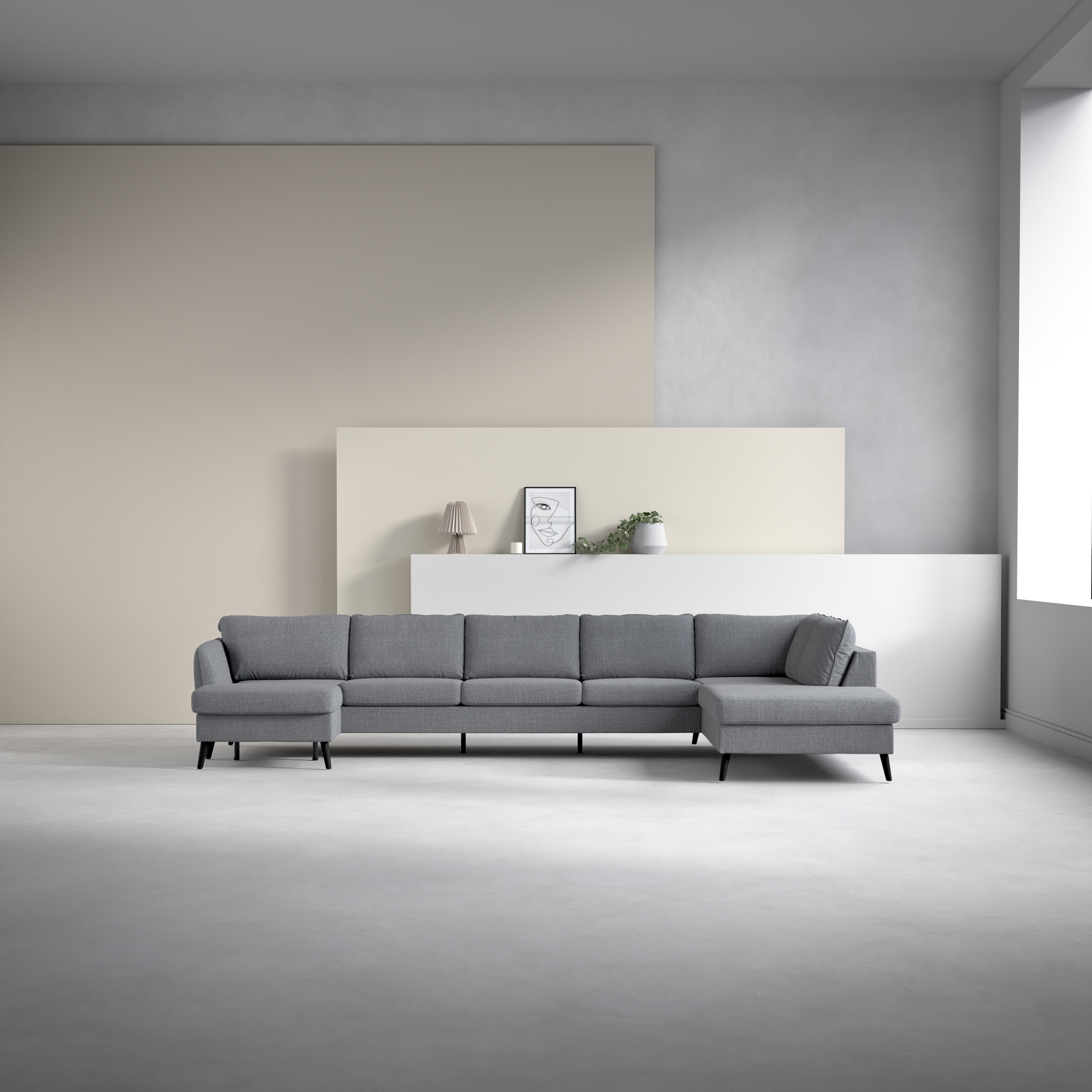 County, 4-sits soffa med schäslong vänster och divan höger