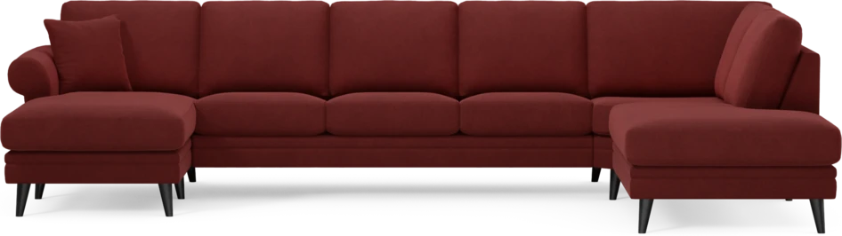 Eden - 3-sits soffa med schäslong vänster och divan höger - Röd