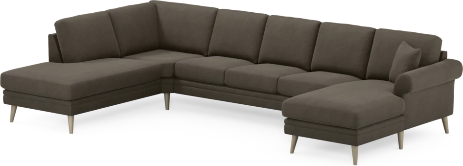 Eden - 3-sits soffa med divan vänster och schäslong höger - Brun
