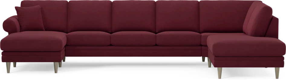 Eden - 3-sits soffa med schäslong vänster och divan höger - Röd