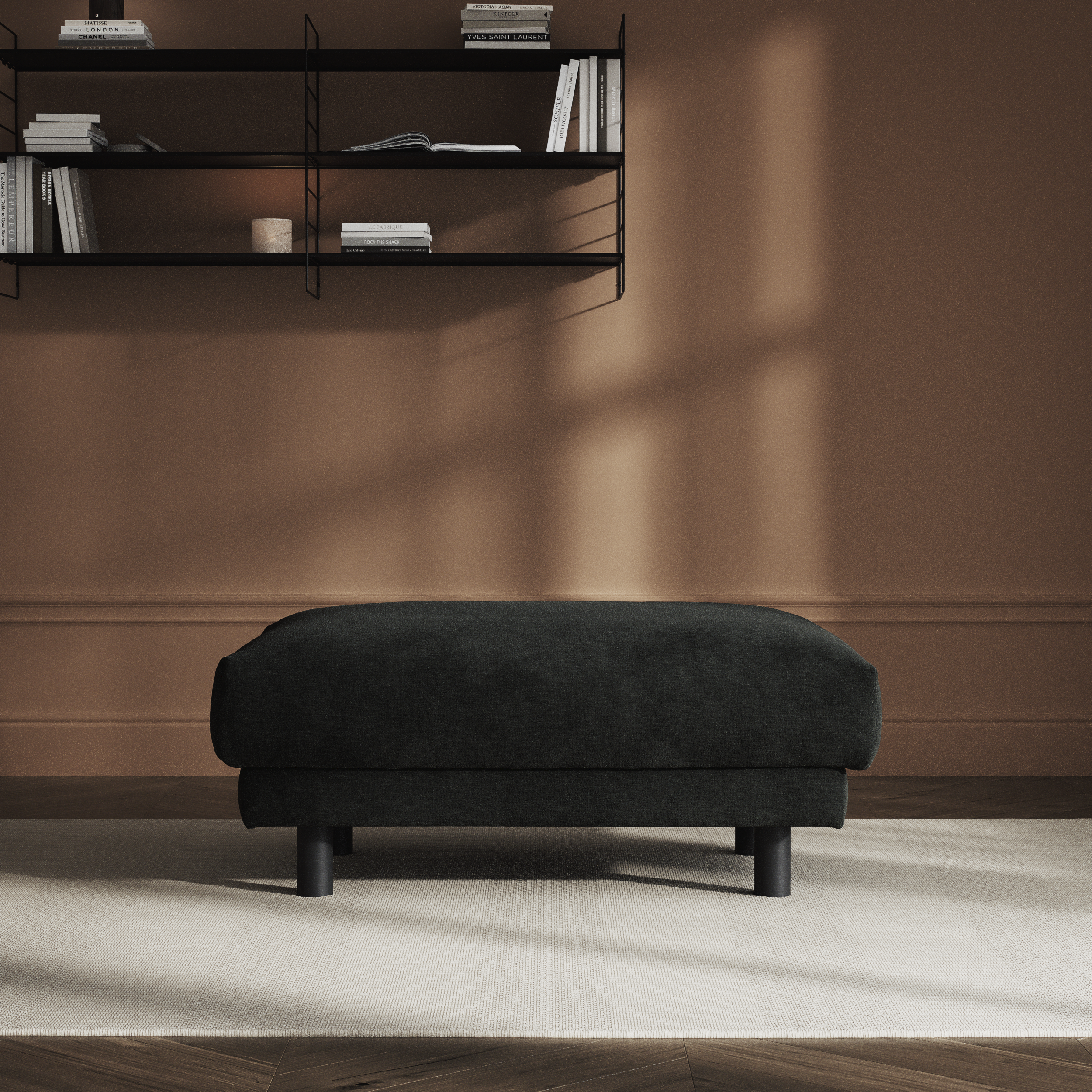 Cherrie, Fotpall 100, fast klädsel