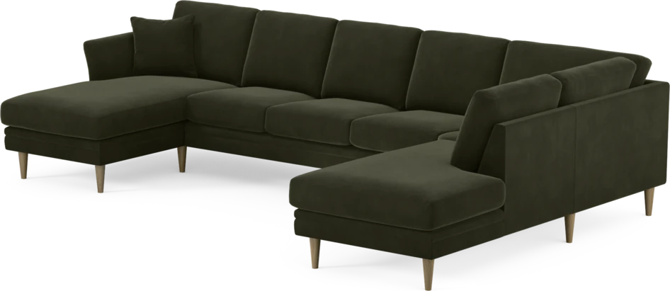 Eden - 3-sits soffa med schäslong vänster och divan höger - Grön