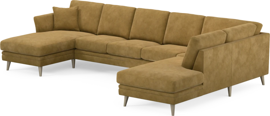 Eden - 3-sits soffa med schäslong vänster och divan höger - Gul
