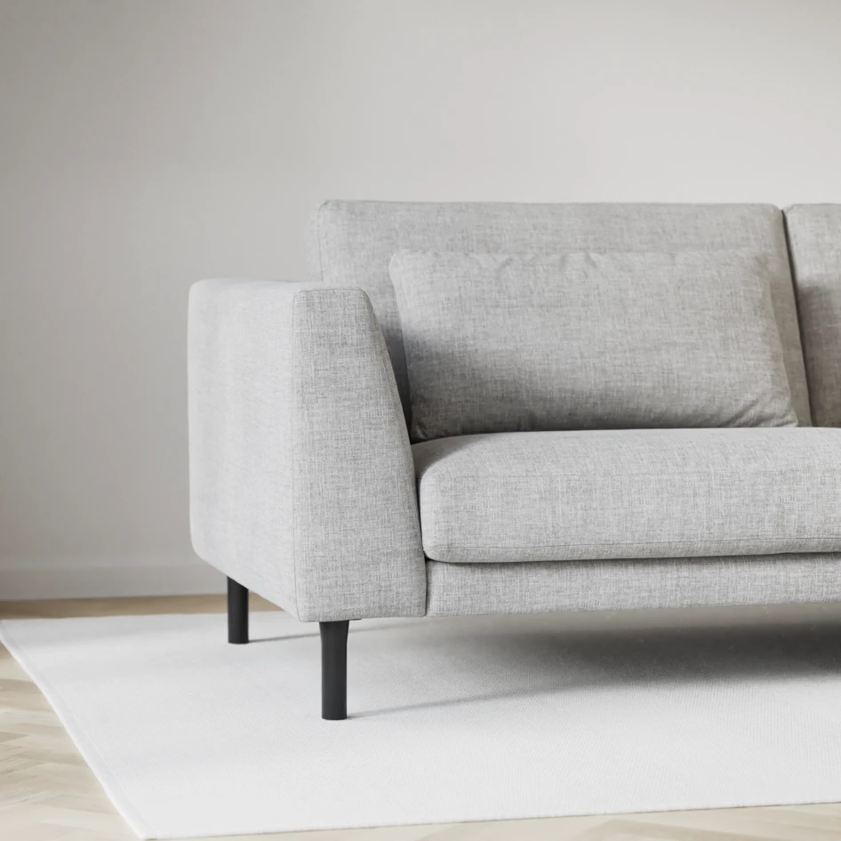 Willow - 3-sits soffa med divan höger, fast klädsel - Grå
