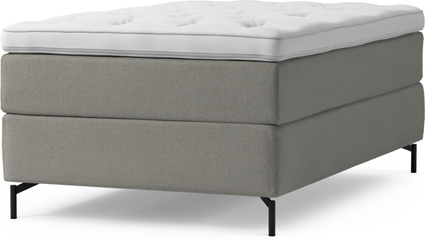 Delux Exclusive - Kontinentalsäng, enkelsäng 120 cm med bäddmadrass och sängben - Grå