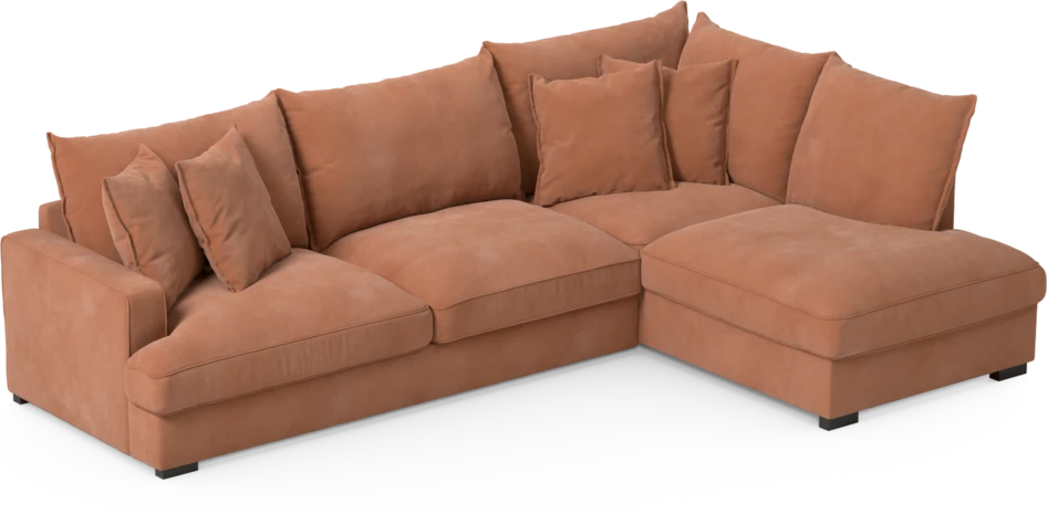 Mila - 3-sits soffa med divan höger - Orange