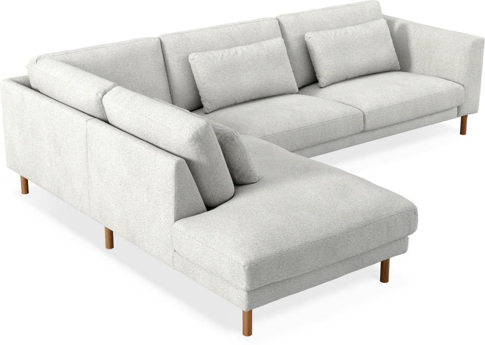 Willow - 3-sits soffa med divan vänster, fast klädsel - Vit
