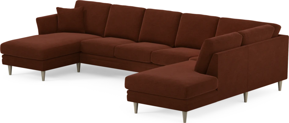 Eden - 3-sits soffa med schäslong vänster och divan höger - Orange