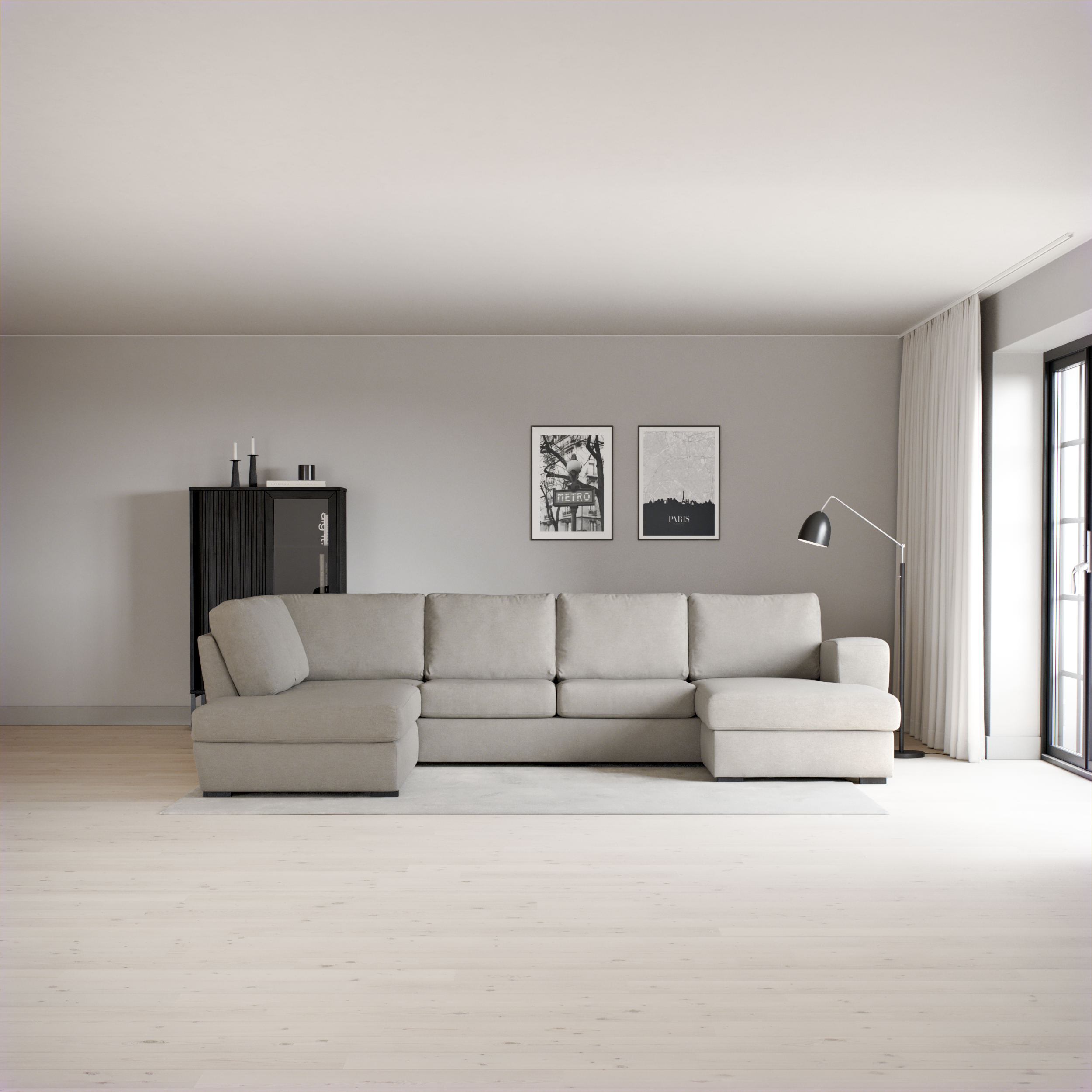 Friday, 3-sits soffa med divan vänster och schäslong höger