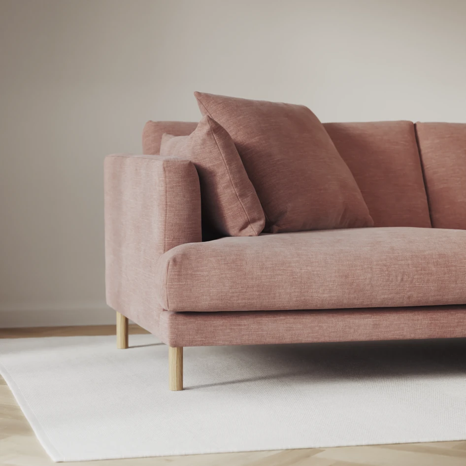 Harper - 3-sits soffa, hel dyna - Rosa