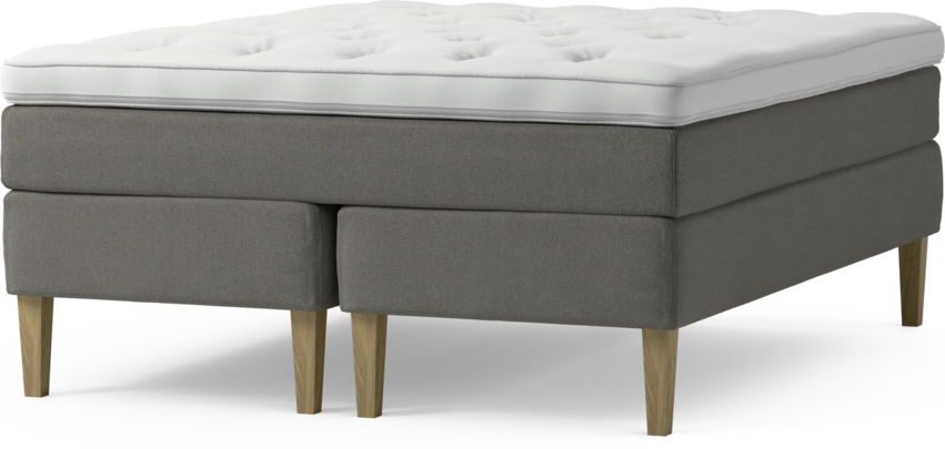 Delux Sense - Kontinentalsäng, dubbelsäng med bäddmadrass och sängben - Grå