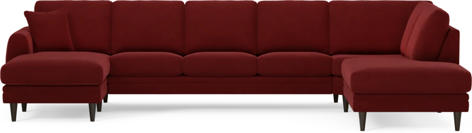 Eden - 3-sits soffa med schäslong vänster och divan höger - Röd