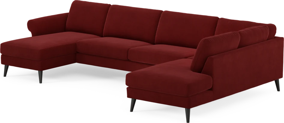 Bridge - 3-sits soffa med schäslong vänster och divan höger - Röd