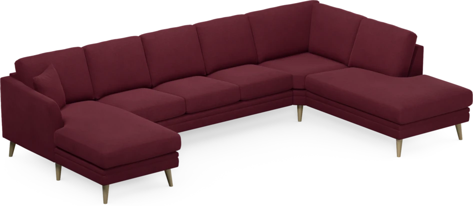 Eden - 3-sits soffa med schäslong vänster och divan höger - Röd