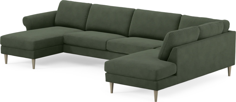 Bridge - 3-sits soffa med schäslong vänster och divan höger - Grön
