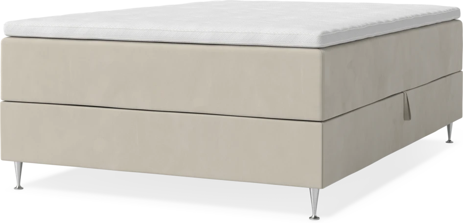 New York - Förvaringssäng, enkelsäng med bäddmadrass och sängben - Beige
